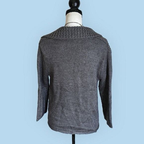 Tweeds WOMENS Charcoal Gray Knit One Button Cable Cardigan Sweater Size M 4 6 - Picture 7 of 7